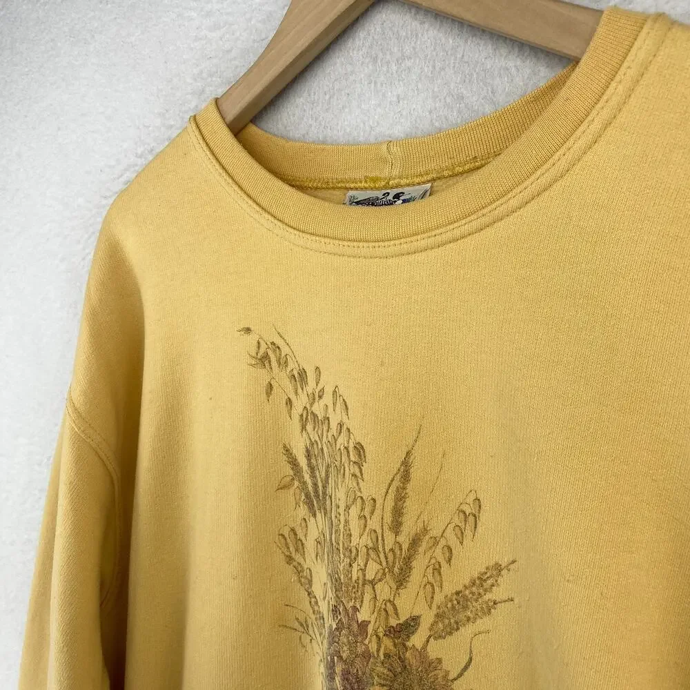 NORTHERN REFLECTIONS Sweatshirt Womens M Fall Floral Sunflower Fleece Yellow VTG - Picture 5 of 14